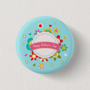 Badge Rond 2,50 Cm Joyeuse fête des mères à la florale colorée  B