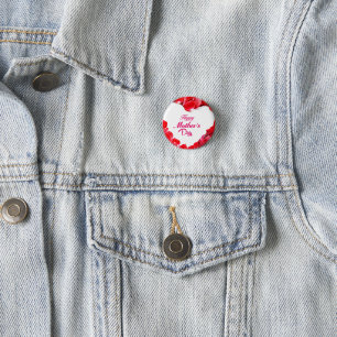 Badge Rond 2,50 Cm Joyeuse Fête des Mères Rose Pétales Art Floral