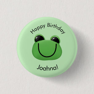 Badge Rond 2,50 Cm Joyeuse grenouille verte d'anniversaire