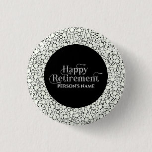 Badge Rond 2,50 Cm Joyeuse retraite Typographie Rétro à paillettes bl