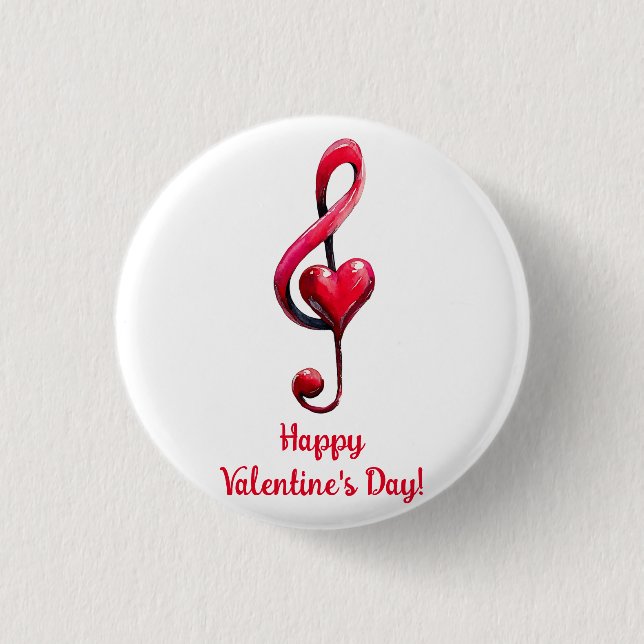 Badge Rond 2,50 Cm Joyeuse Saint-Valentin Musique d'Amour (Devant)