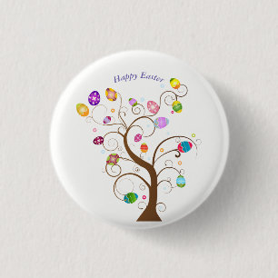 Badge Rond 2,50 Cm joyeuses oeufs d'arbre décoratif de Pâques