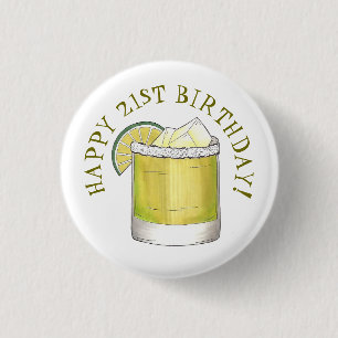 Badge Rond 2,50 Cm Joyeux 21e anniversaire Margarita Cocktail Mixte B