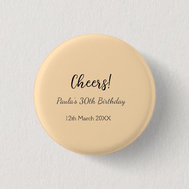 Badge Rond 2,50 Cm Joyeux 30e anniversaire nom date simple minimal  (Devant)