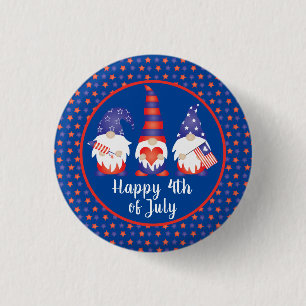 Badge Rond 2,50 Cm Joyeux 4 juillet Gnomes Rouge Blanc Bleu