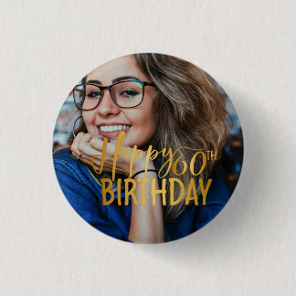 Badge Rond 2,50 Cm Joyeux 60e anniversaire Script photo personnalisée