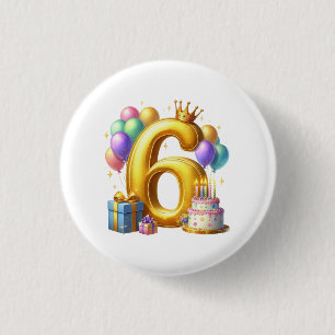 Badge Rond 2,50 Cm Joyeux 6e Anniversaire