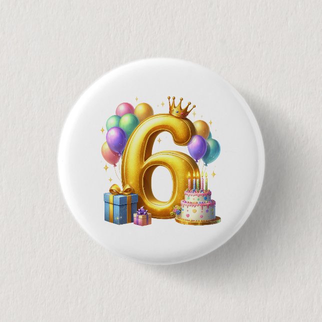 Badge Rond 2,50 Cm Joyeux 6e Anniversaire (Devant)