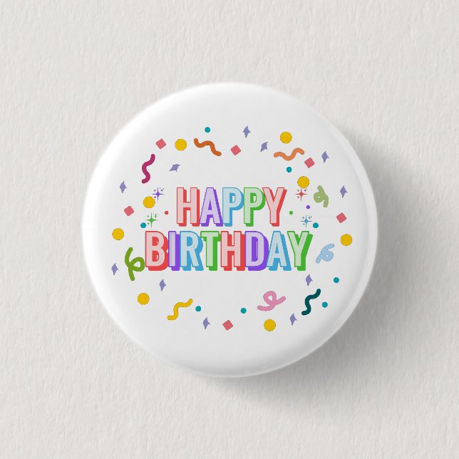 Badge Rond 2,50 Cm Joyeux Anniversaire (Devant)