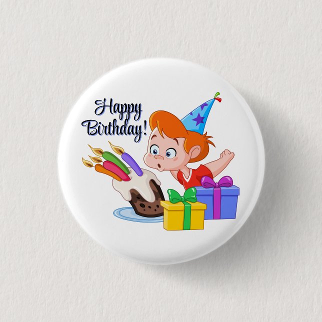 Badge Rond 2,50 Cm Joyeux Anniversaire  (Devant)