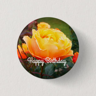 Badge Rond 2,50 Cm Joyeux Anniversaire À propos du Rose Face #2 Bouto