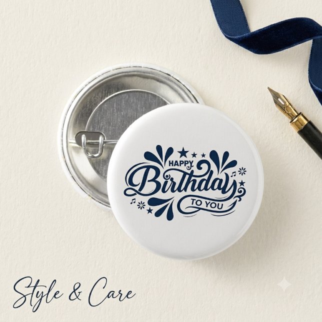 Badge Rond 2,50 Cm Joyeux Anniversaire À Vous Conception De Bouton Gr (Happy Birthday To You Fun Graphic Button Design)