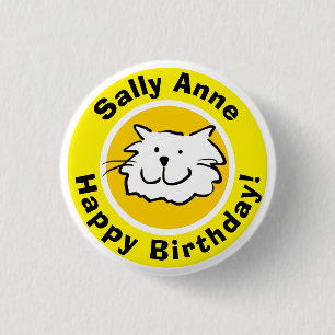 Badge Rond 2,50 Cm Joyeux anniversaire avec nom. Bouton d'anniversair