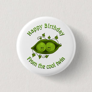 Badge Rond 2,50 Cm Joyeux Anniversaire De Pois Jumeaux Cool En Pod