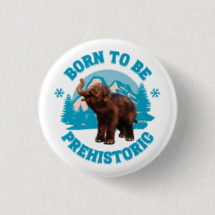 Badge Rond 2,50 Cm Joyeux Anniversaire Enfants Mammouth Préhistorique