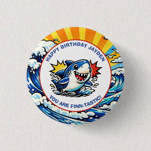 Badge Rond 2,50 Cm Joyeux Anniversaire Personnalisé Pop Art Nautique