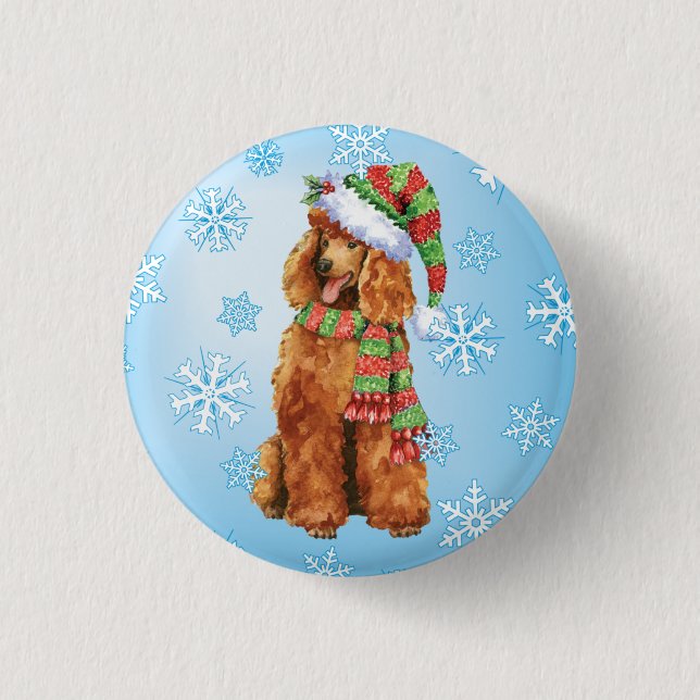 Badge Rond 2,50 Cm Joyeux caniche Howlidays (Devant)