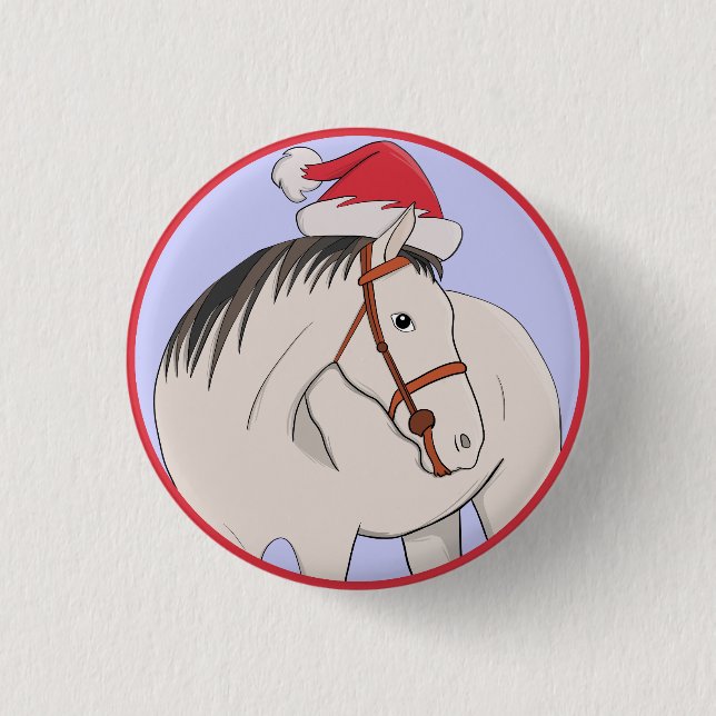 Badge Rond 2,50 Cm Joyeux Cheval de Noël (Devant)