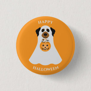 Badge Rond 2,50 Cm Joyeux chien fantôme d'Halloween