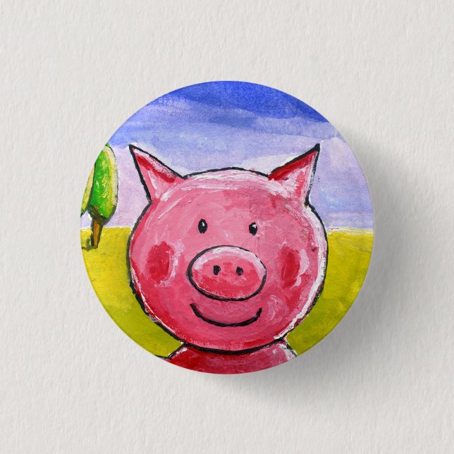 Badge Rond 2,50 Cm Joyeux cochon (Devant)