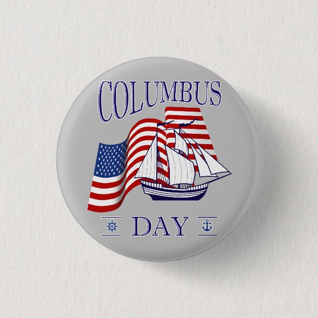 Badge Rond 2,50 Cm Joyeux Columbus Day (Devant)
