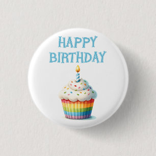 Badge Rond 2,50 Cm Joyeux Cupcake d'anniversaire