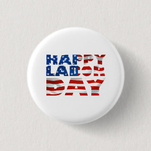 Badge Rond 2,50 Cm Joyeux drapeau de la fête du travail aux États-U