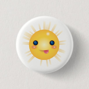 Badge Rond 2,50 Cm Joyeux et visage de soleil de dessin animé