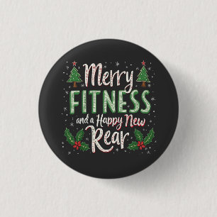 Badge Rond 2,50 Cm Joyeux Fitness et Bonne Année Nouvel Arrière Muscu