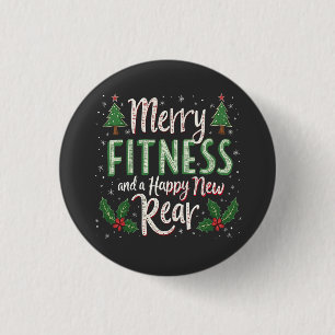 Badge Rond 2,50 Cm Joyeux Fitness et Joyeux nouveau Bodybuilding arri