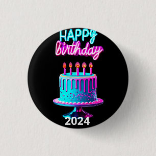 Badge Rond 2,50 Cm Joyeux gâteau d'anniversaire 2024 Anniversaire Par