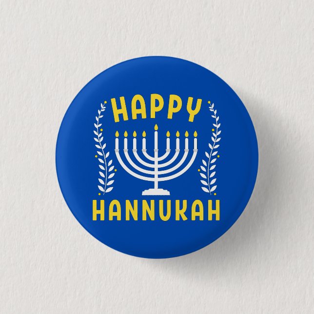 Badge Rond 2,50 Cm Joyeux Hanouka (Devant)