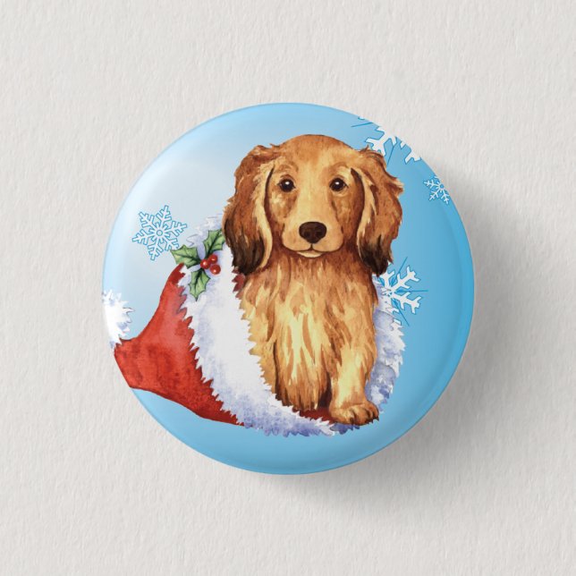 Badge Rond 2,50 Cm Joyeux Howliday LonghEI Dachshund (Devant)