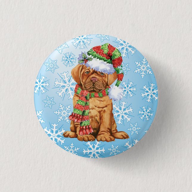 Badge Rond 2,50 Cm Joyeux Howlidays Dogue (Devant)