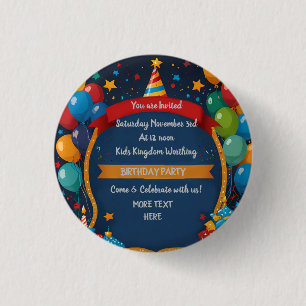 Badge Rond 2,50 Cm Joyeux Invitation d'anniversaire