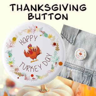 Badge Rond 2,50 Cm Joyeux Jour de la Turquie Thanksgiving Turquie