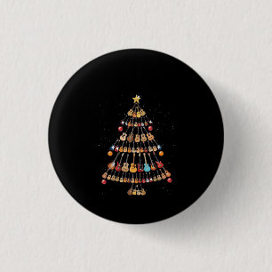 Badge Rond 2,50 Cm Joyeux Noël Arbre de Noël Ukulele Instrument
