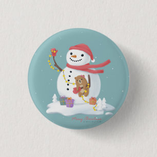 Badge Rond 2,50 Cm Joyeux Noël : Art d'illustration de bonhomme de ne
