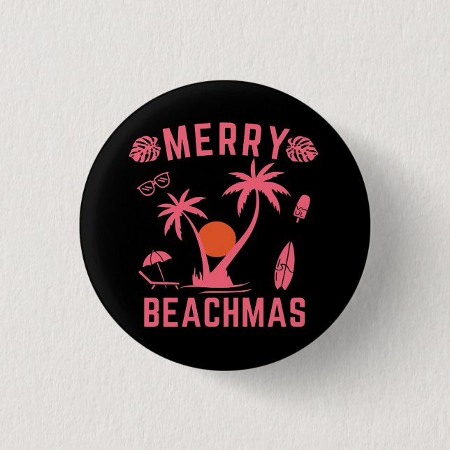 Badge Rond 2,50 Cm Joyeux Noël Beachmas En Juillet (Devant)