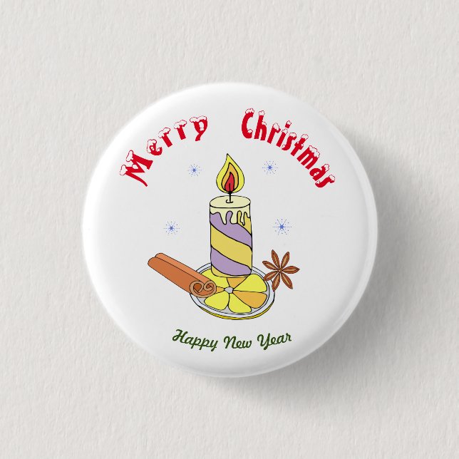 Badge Rond 2,50 Cm Joyeux Noël Bonne année (Devant)