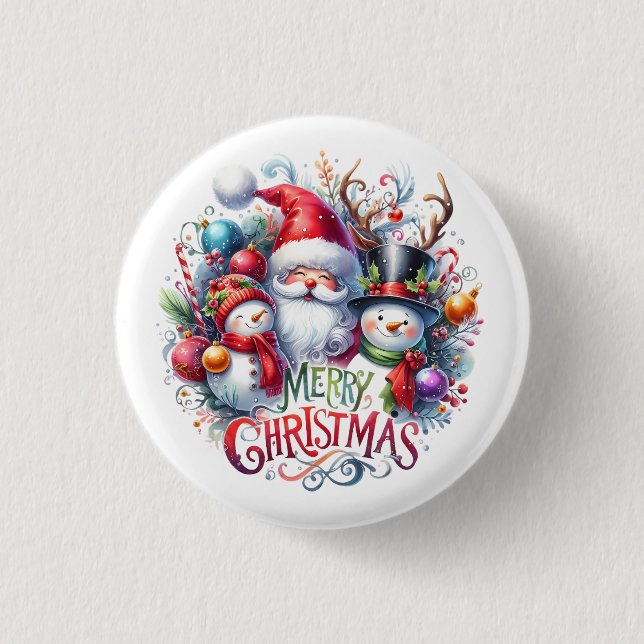 Badge Rond 2,50 Cm Joyeux Noël cadeau de Noël (Devant)