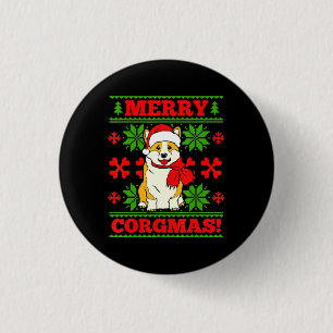Badge Rond 2,50 Cm Joyeux Noël Corgmas Corgi Chien