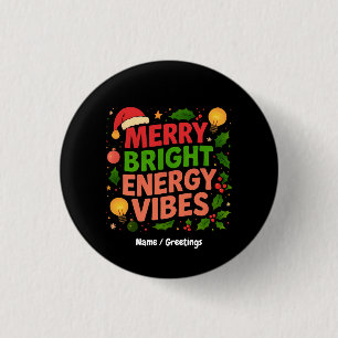 Badge Rond 2,50 Cm Joyeux Noël d'énergie brillante Père Noël hiver