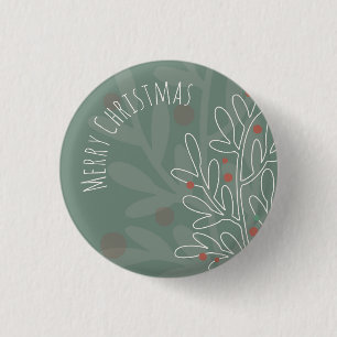 Badge Rond 2,50 Cm Joyeux Noël forêt d'hiver gui