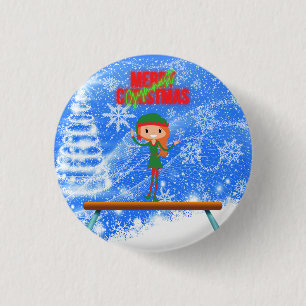 Badge Rond 2,50 Cm Joyeux Noël Gymnast Elf