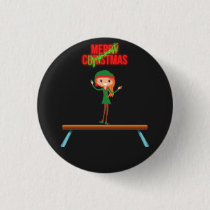 Badge Rond 2,50 Cm Joyeux Noël Gymnast Elf