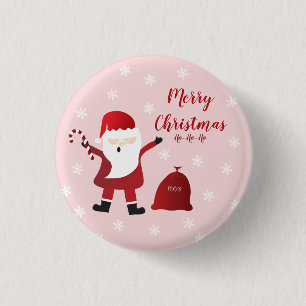 Badge Rond 2,50 Cm Joyeux Noël Ho Ho Ho Santa Claus