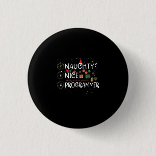 Badge Rond 2,50 Cm Joyeux Noël Naughty Nice Programmer