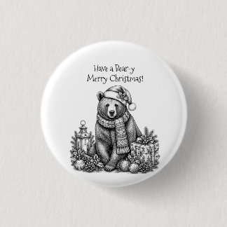 Badge Rond 2,50 Cm Joyeux Noël Ourson