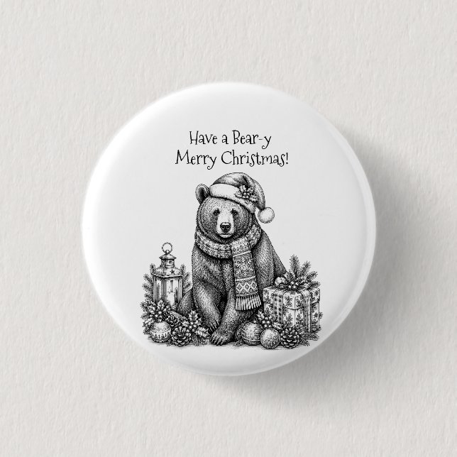 Badge Rond 2,50 Cm Joyeux Noël Ourson (Devant)